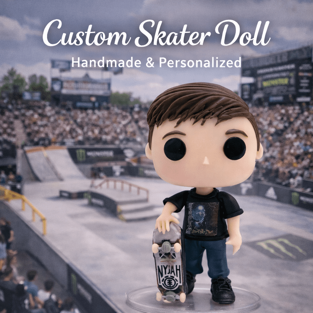 personalized skateboarder figurine handmade in cold porcelain