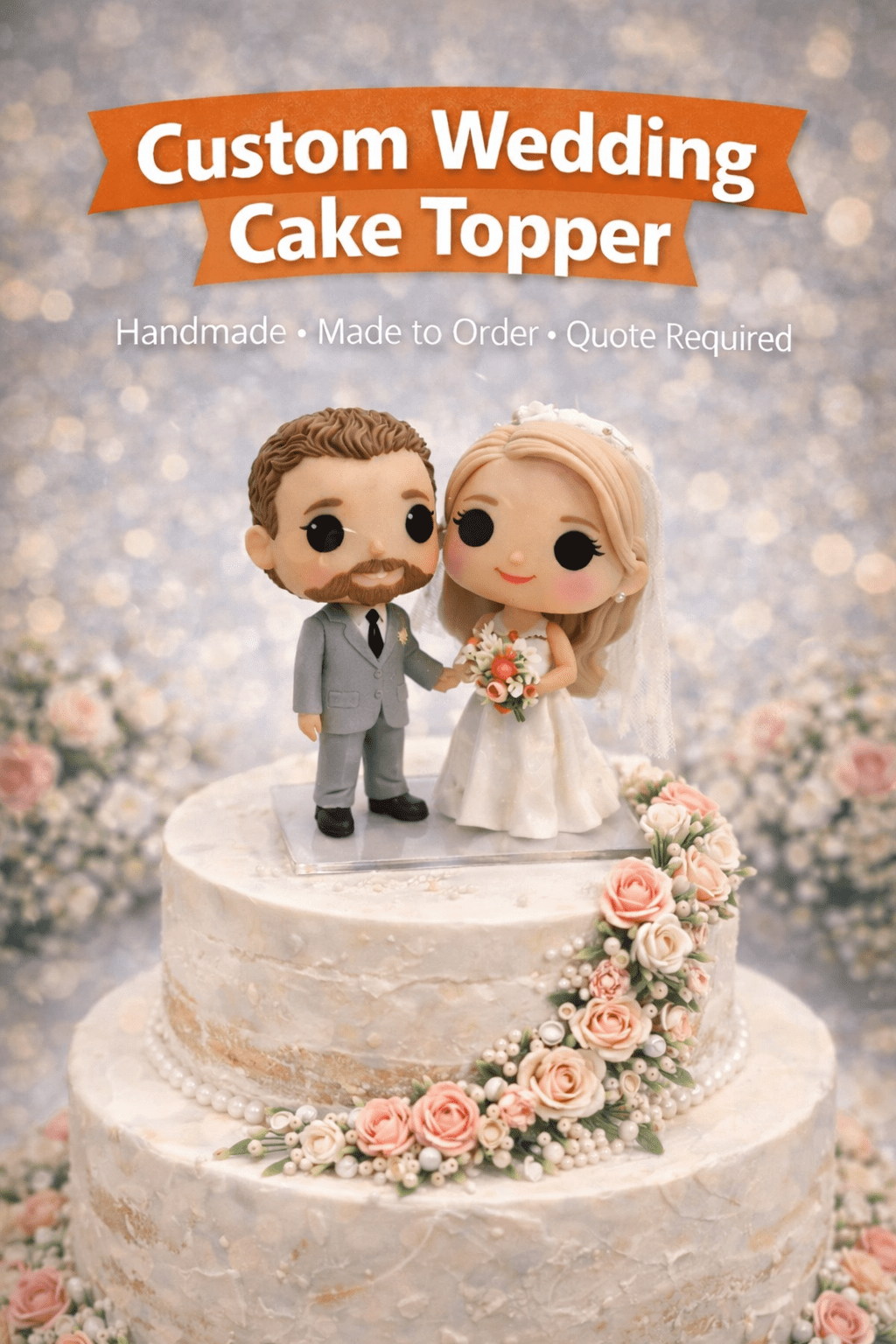 Custom Wedding Cake Topper POP – Bride & Groom – Handmade – Request a Quote